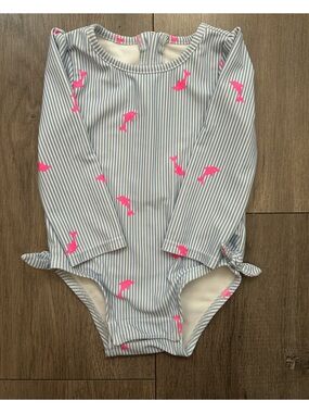 Baby girl's one-piece long-sleeve swimsuit from baby GAP - Sz: 12-18 months